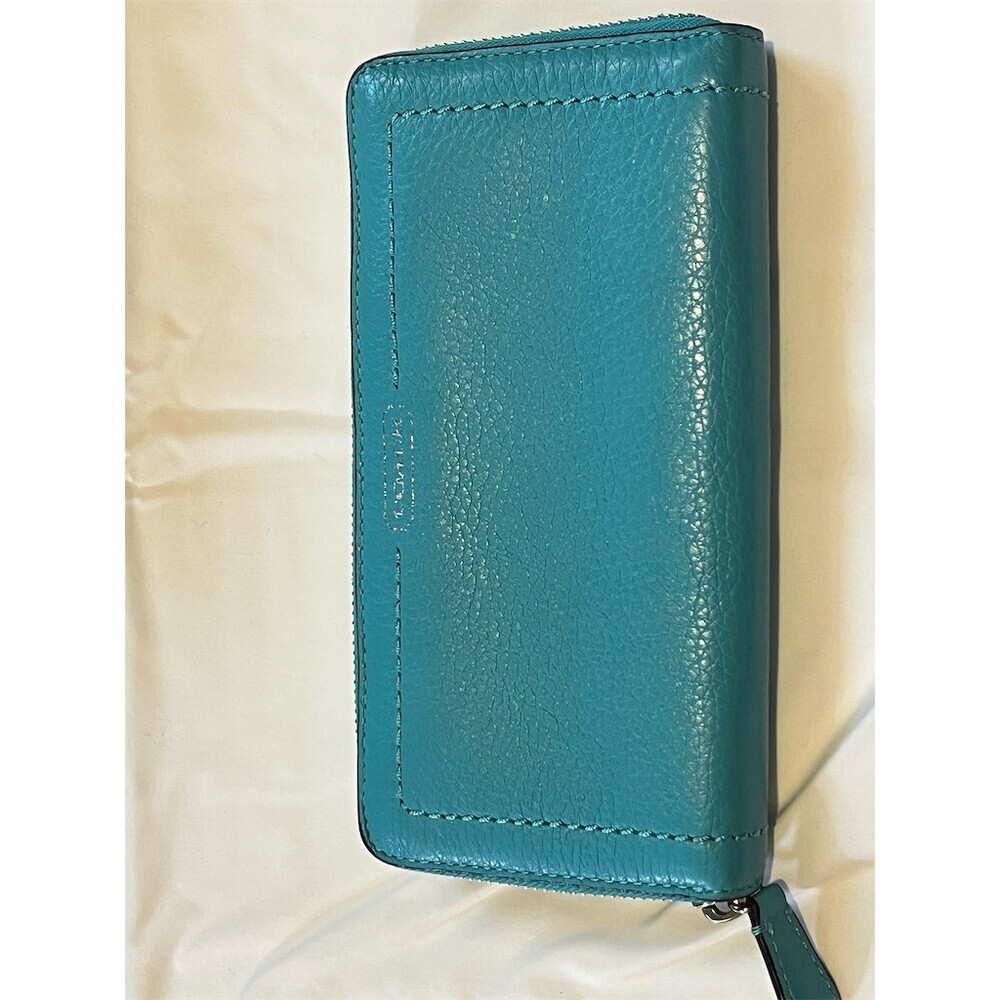 COACH Wallet Womens One Size Teal Blue Zip-Around Accordion Zip Coin​ - Picture 2 of 4